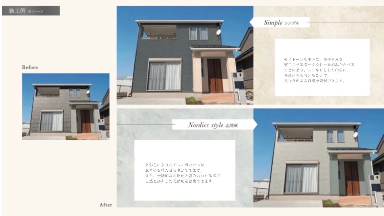 姫路市エリア 外壁塗装 横長石材調 多彩色仕上げ after｜藤原ペイント
