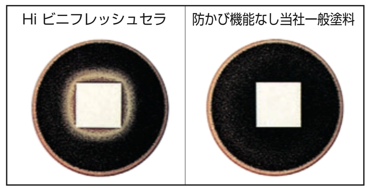 日本ペイントのHiビニフレッシュセラの防藻、防カビ性能・藤原ペイント